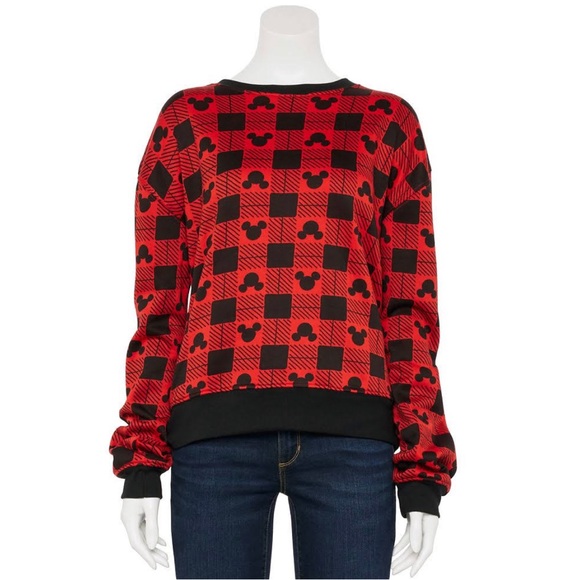 Disney Sweaters - Disney mickey mouse plaid red and black sweater